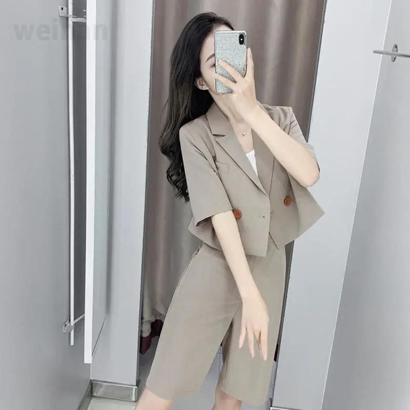 여성 정장자켓 반바지 세트 여름 반팔 쉬폰 양복