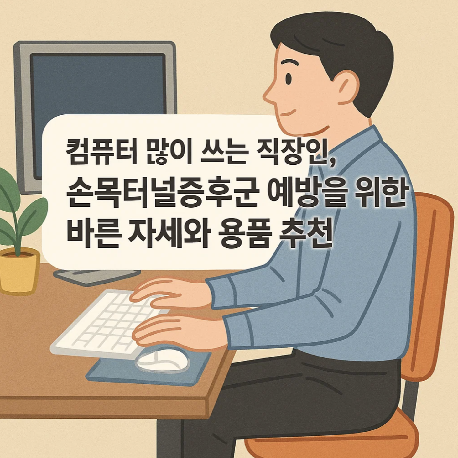 컴퓨터 많이 쓰는 직장인, 손목터널증후군 예방을 위한 바른 자세와 용품 추천