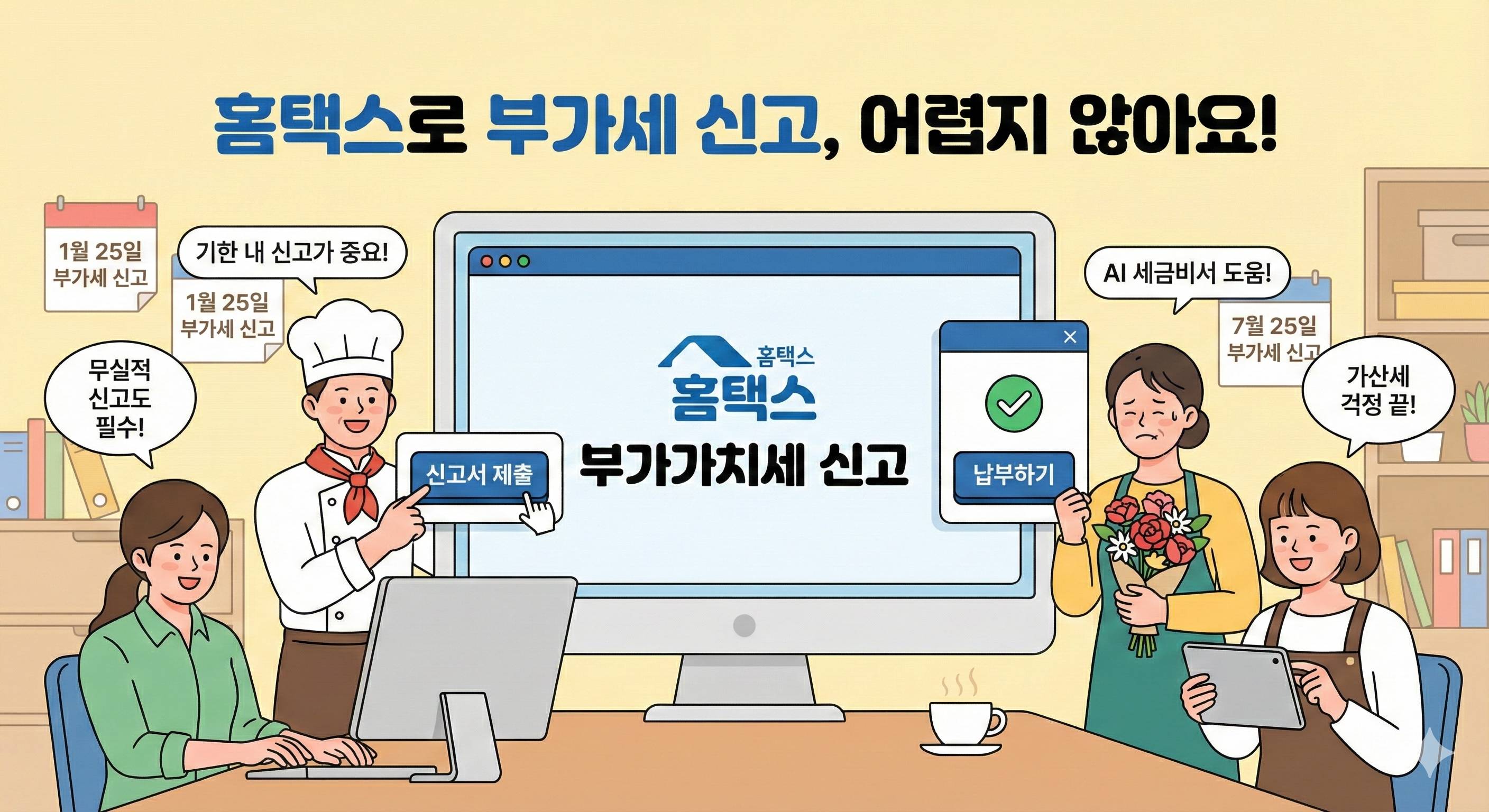 홈택스로 부가세 신고, 어렵지 않아요!