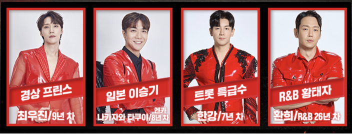 현역가왕2출연자 최우진 나카자와 카쿠야 한강 환희