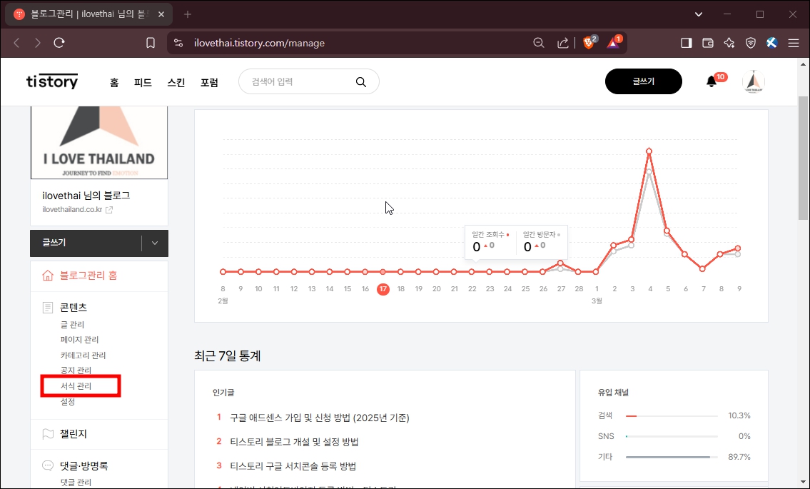 티스토리 서식 관리