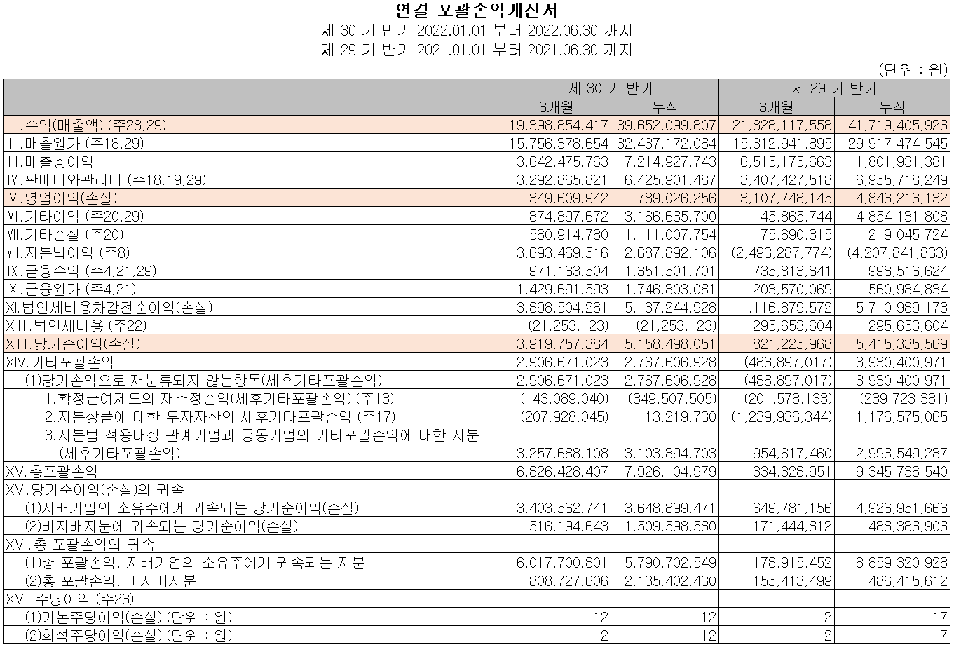 아이에이 - 손익계산서