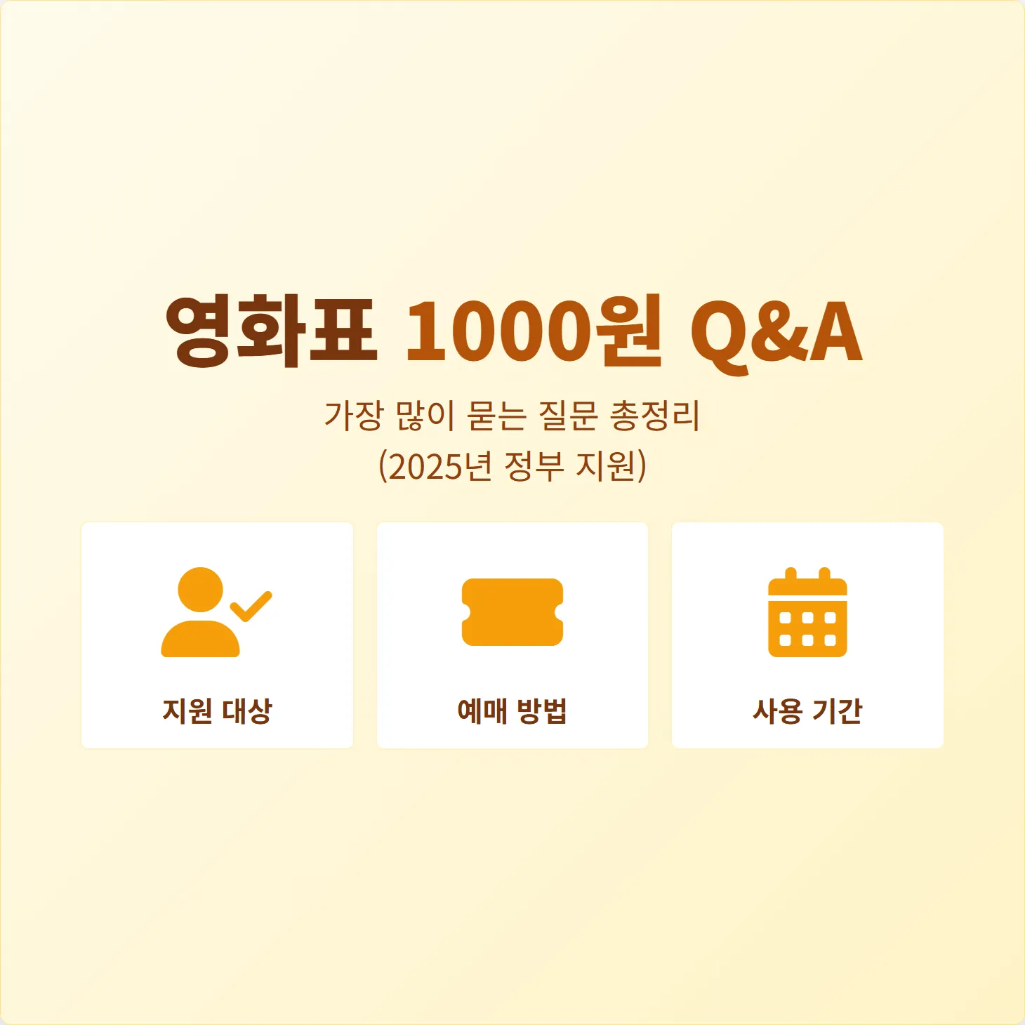 영화표 1000원 Q&amp;A, 가장 많이 묻는 질문 총정리 (2025년 정부 지원)