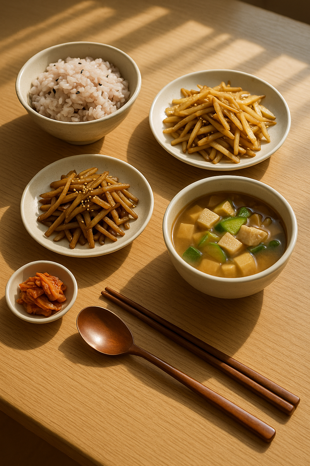 죽순과 우엉채를 활용한 한 상 차림