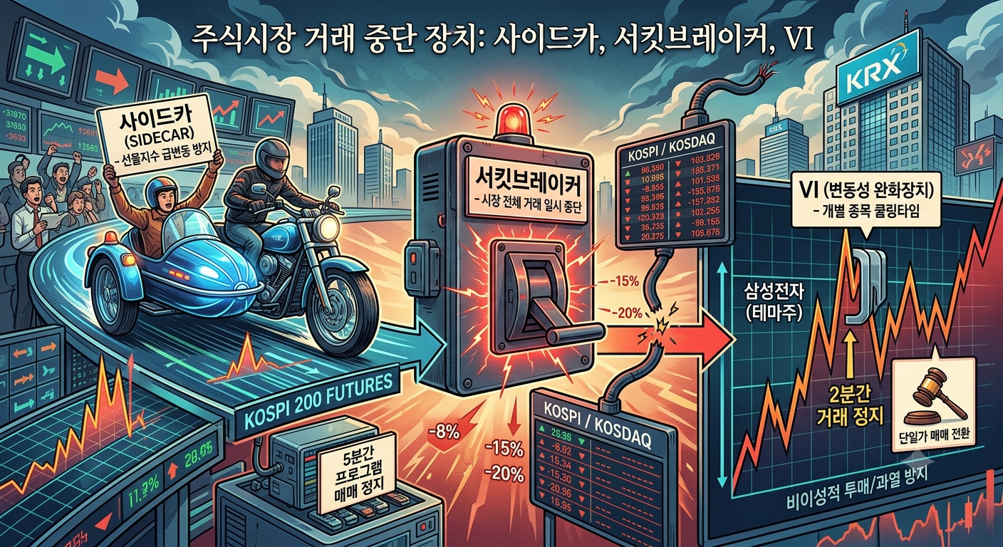"잠시 멈추고 냉정하게 생각하라"(사이드카, 서킷브레이커, VI뜻과 차이점 비교)