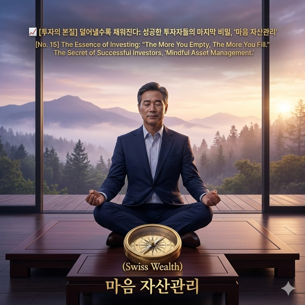 High-end Zurich office with Swiss Alps view and Swiss Economic Report gold-foil binder.