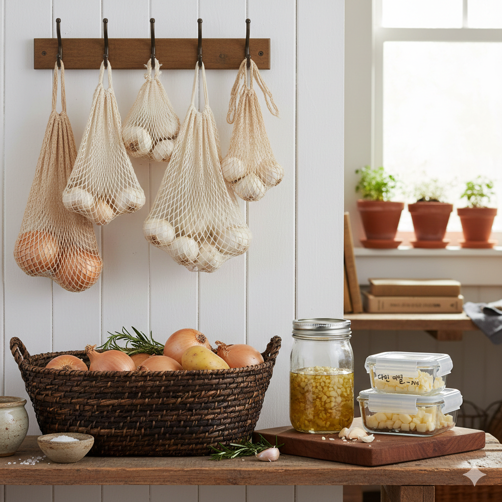 양파 보관법 마늘 보관법 식재료 절약 살림 노하우