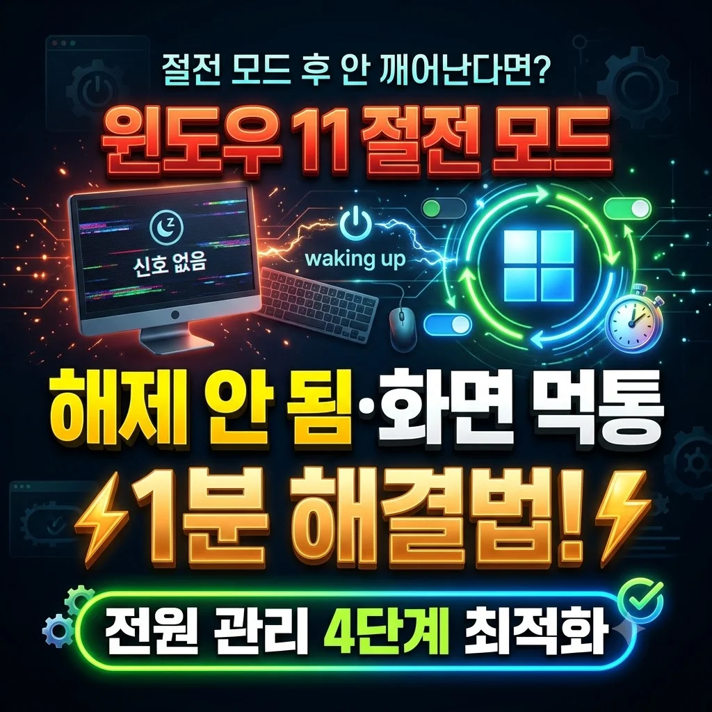 윈도우 11 절전 모드 해제 안 됨 및 화면 먹통 블랙아웃 해결 가이드