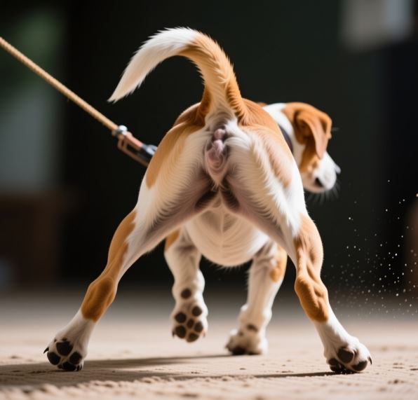 산책 중인 강아지의 뒷모습