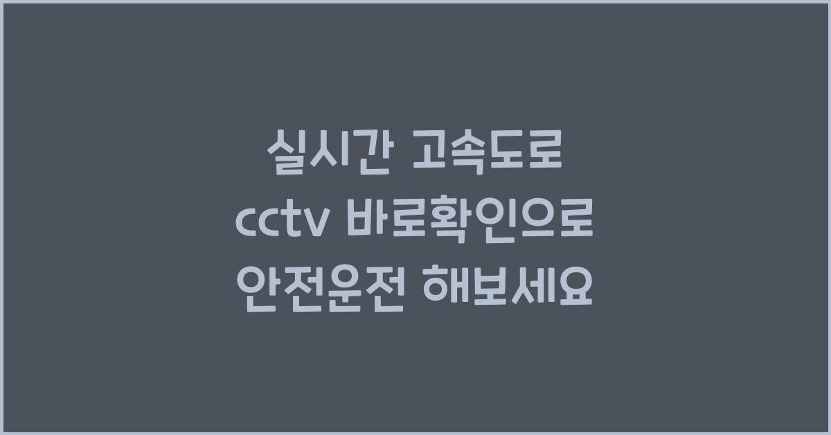 실시간 고속도로 cctv 바로확인