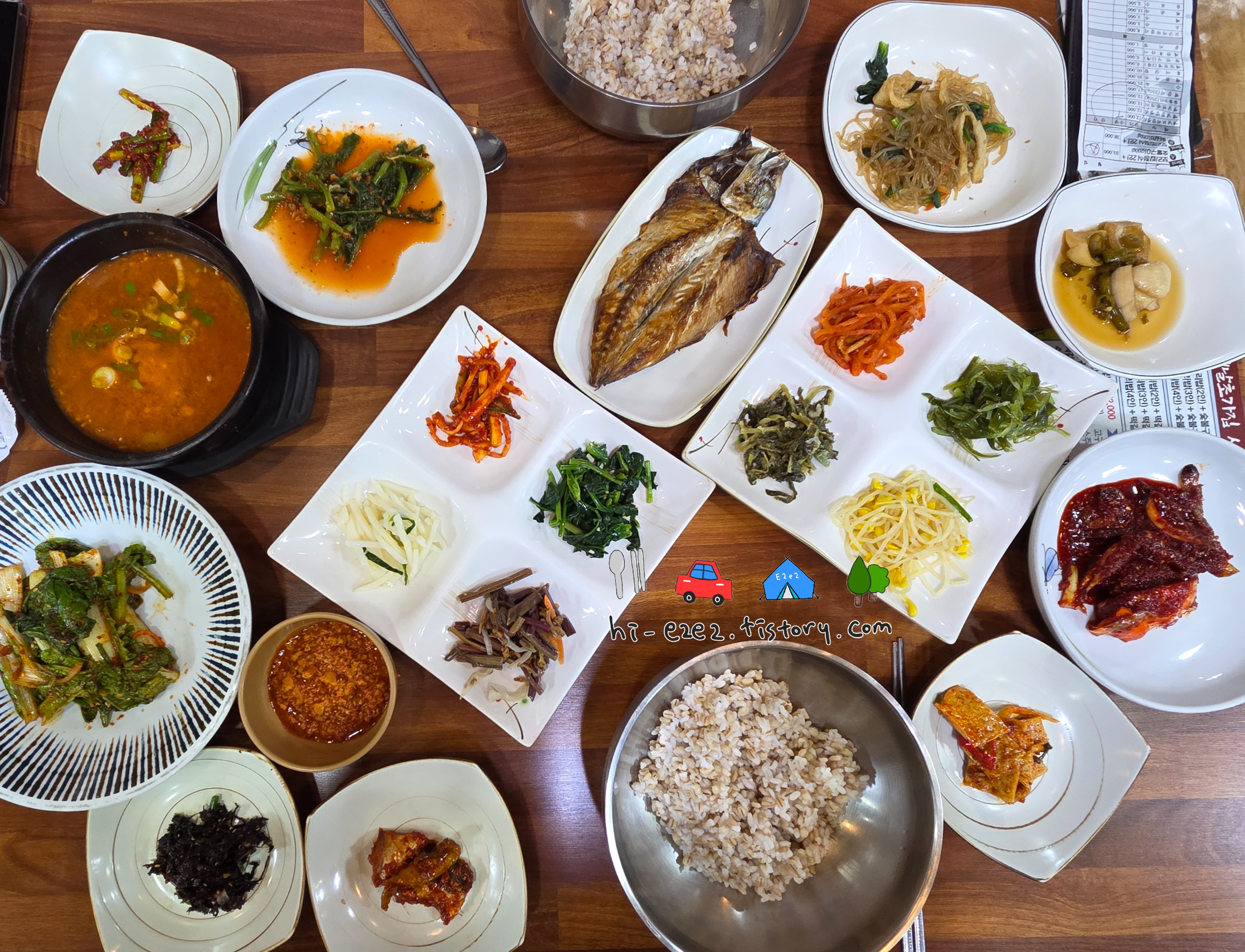 목포 여행 맛집 옛날초가집 보리밥 반찬 구성