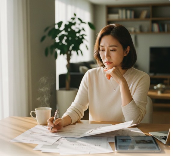 세금 고지서를 보며 고민하는 40대 다주택자