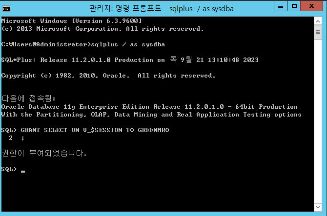 Oracle 동적 성능 뷰 권한 설정