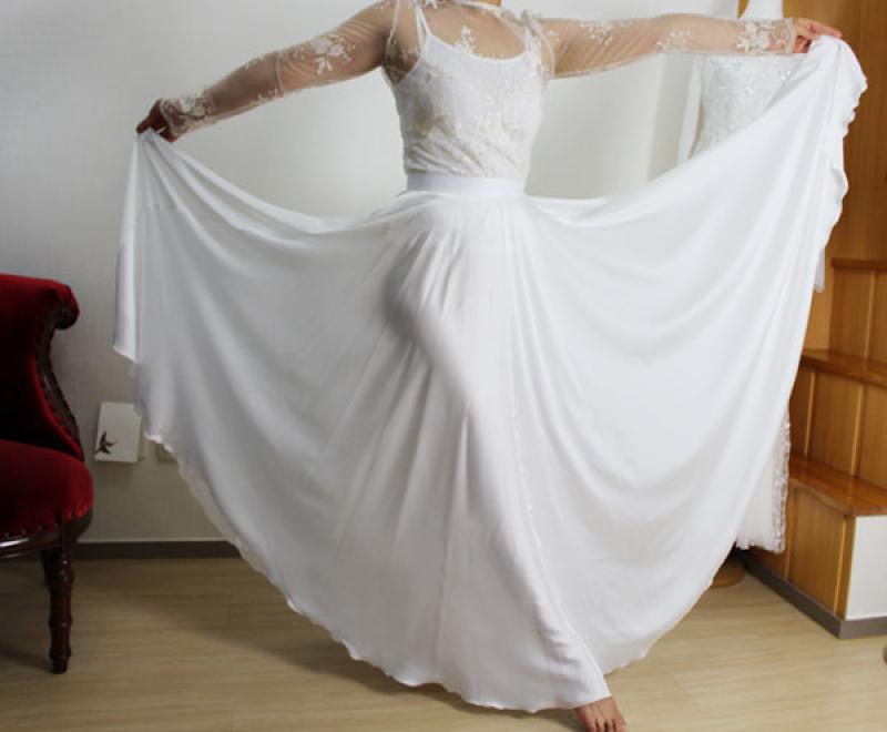 도나오앤지 한국무용연습복 비비드 컬러 날림좋은 실키 360도 4폭 무용풀치마 입시용치마