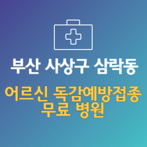 부산 사상구 삼락동 노인 독감예방접종 무료 병원 (인플루엔자 무료 접종 대상 날짜)
