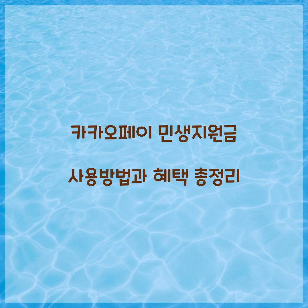 카카오페이 민생지원금 사용방법