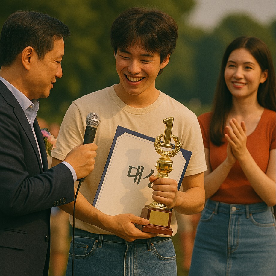 상받는 모습