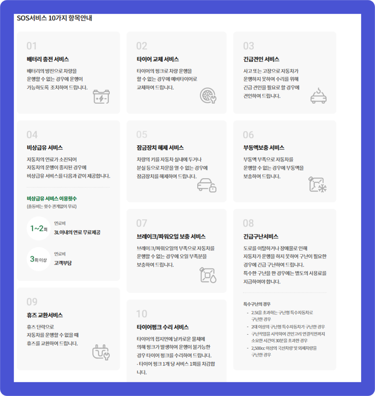DB다이렉트자동차보험 sos서비스