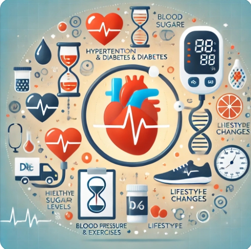 고혈압과 당뇨에 대해 표현한 이미지