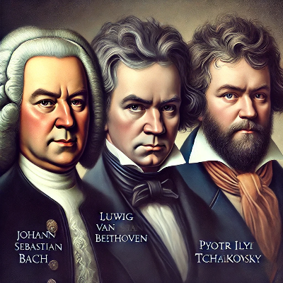 왼쪽부터 바흐, 베토벤, 차이코프스키