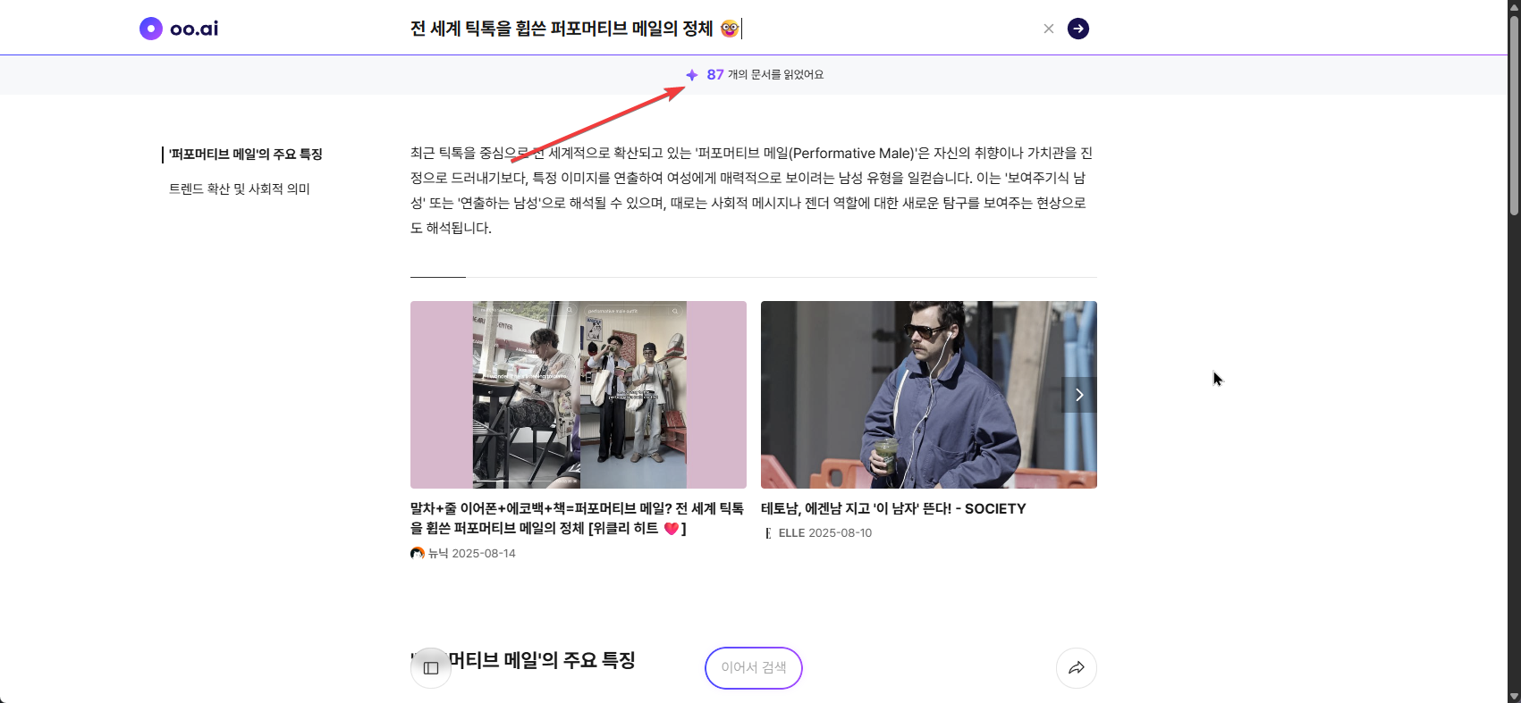 우리나리에 이런 AI 서비스가? 거짓 없는 검색이 가능한 AI 서비스 oo.ai 캡처 2