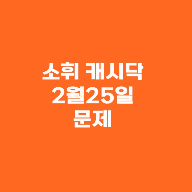 2월 25일 타임스프레드 캐시닥 정답