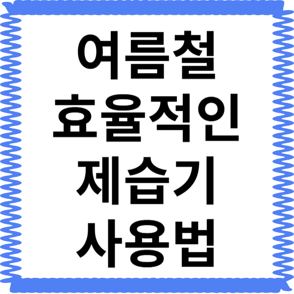 여름철 필수템! 제습기로 쾌적한 실내 환경 만들기