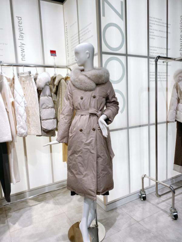 ZOOC 주크 더블버튼 폭스퍼 롱 구스패딩 V214PSG935