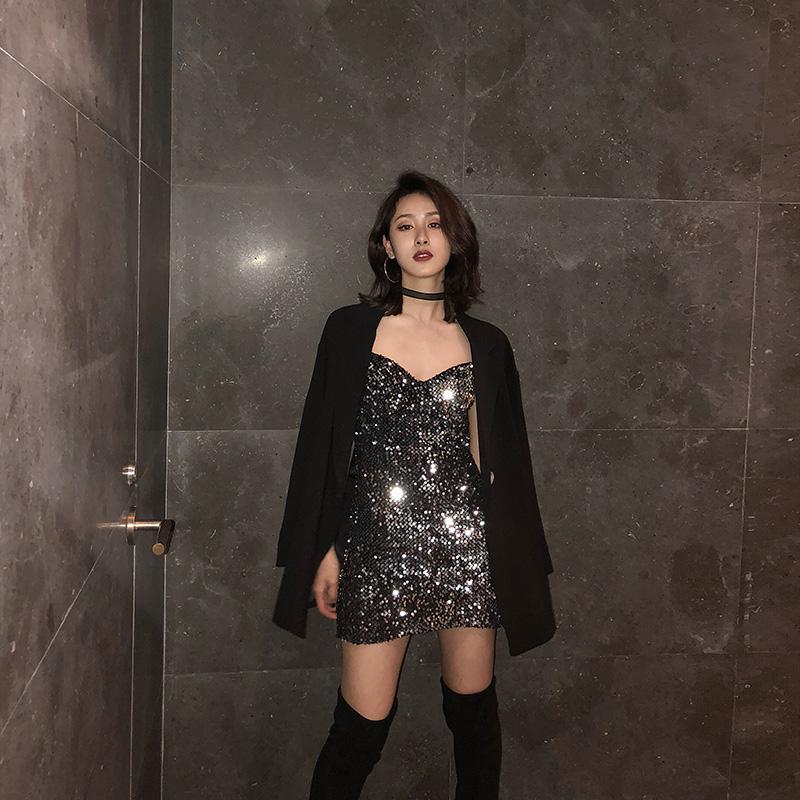 연말 파티드레스 미니 반짝이 스팽글원피스 무대의상