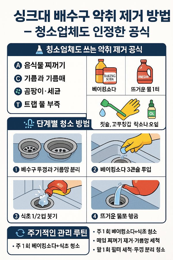 싱크대 배수구 악취 제거 방법
