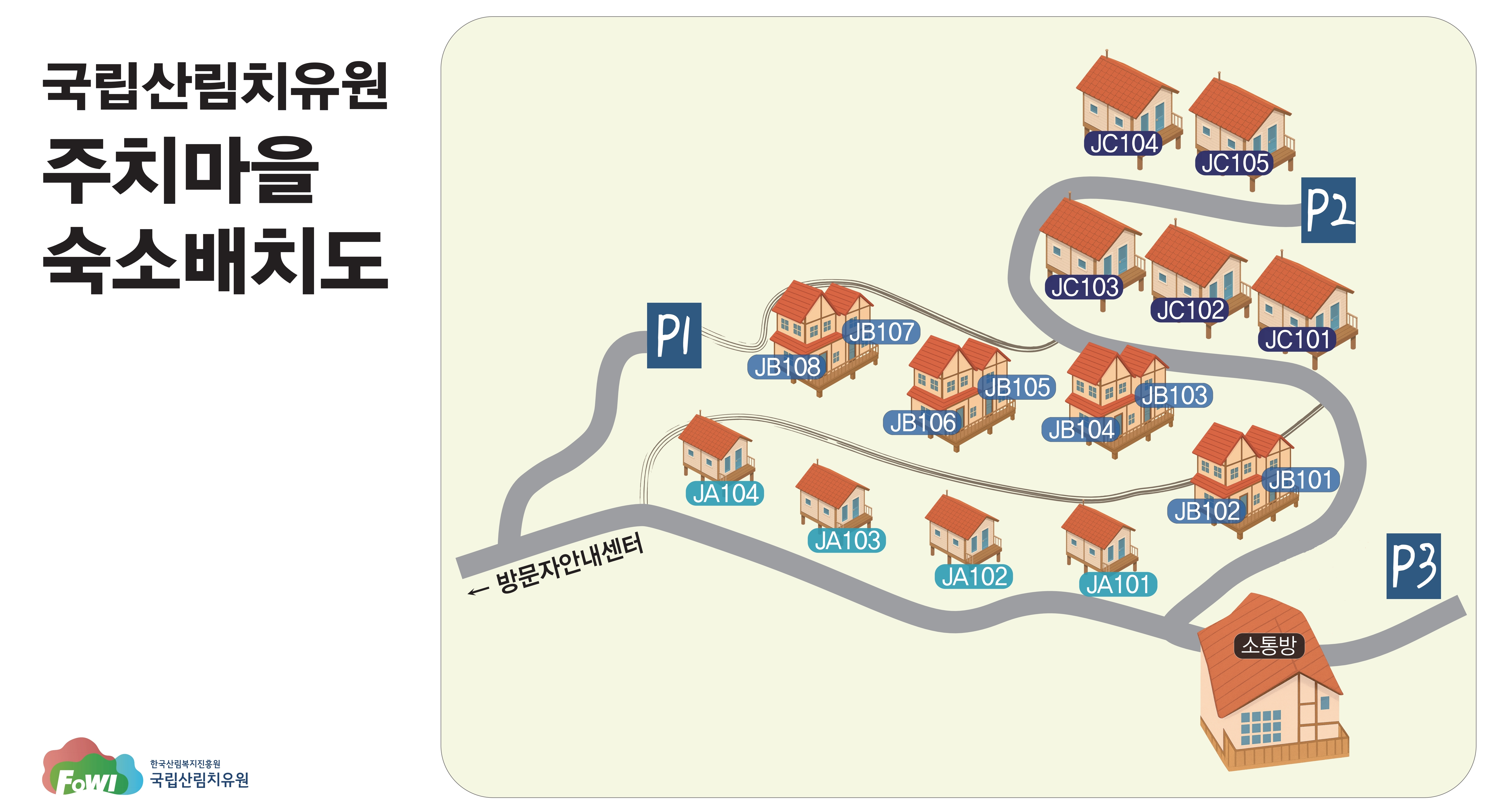 국립산림치유원 주치마을 숙소배치도