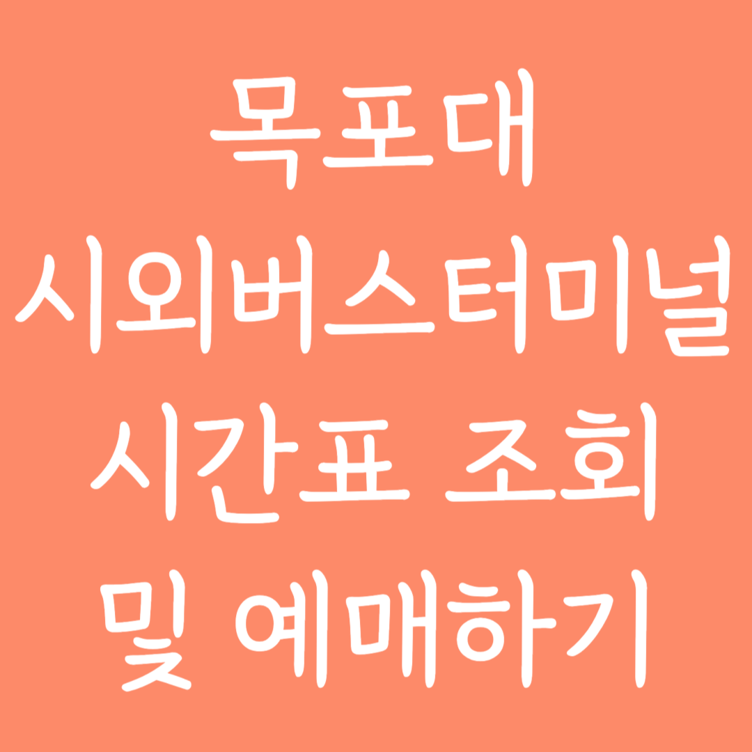 목포대 시외버스터미널 시간표 조회 및 예매하기
