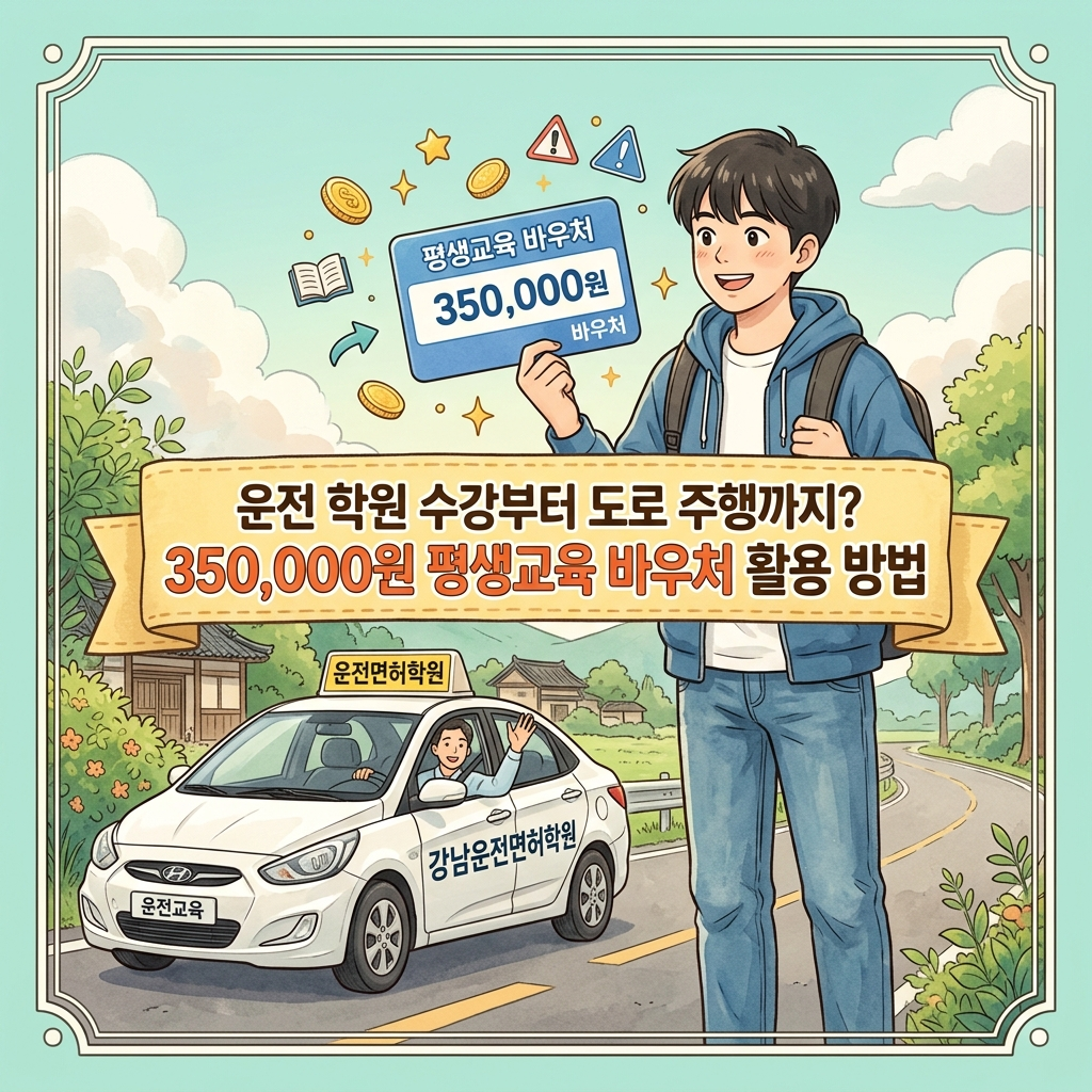 평생교육이용권 운전면허학원 35만원 혜택 활용 인포그래픽