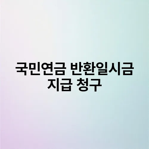 국민연금 반환일시금 지급 청구