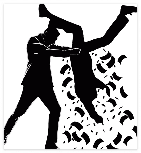 남자가 다른남자를 탈탈털어 돈을 빼내는 모습