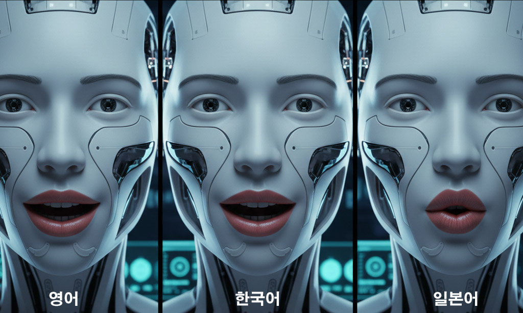 휴머노이드 얼굴의 언어별 발화 차이 대응