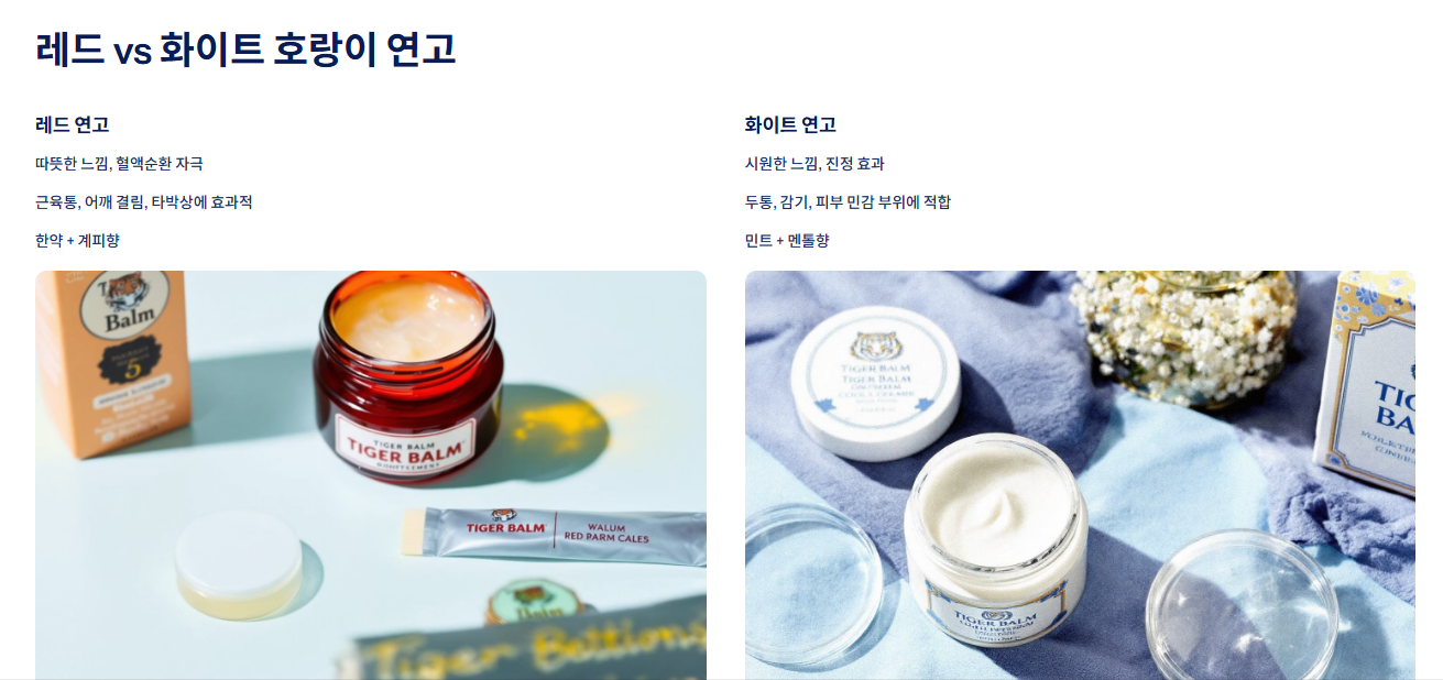 호랑이 연고 종류: 레드 vs 화이트