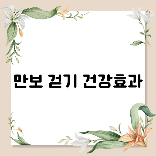 만보 걷기 건강효과