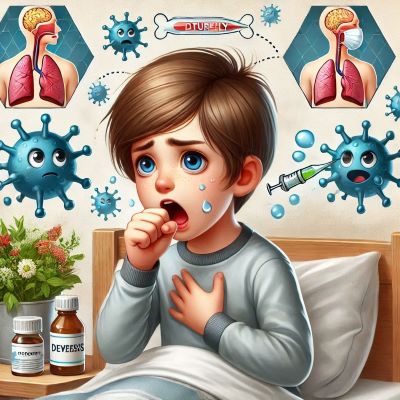 인플루엔자로 기침을 하는 어린이의 모습