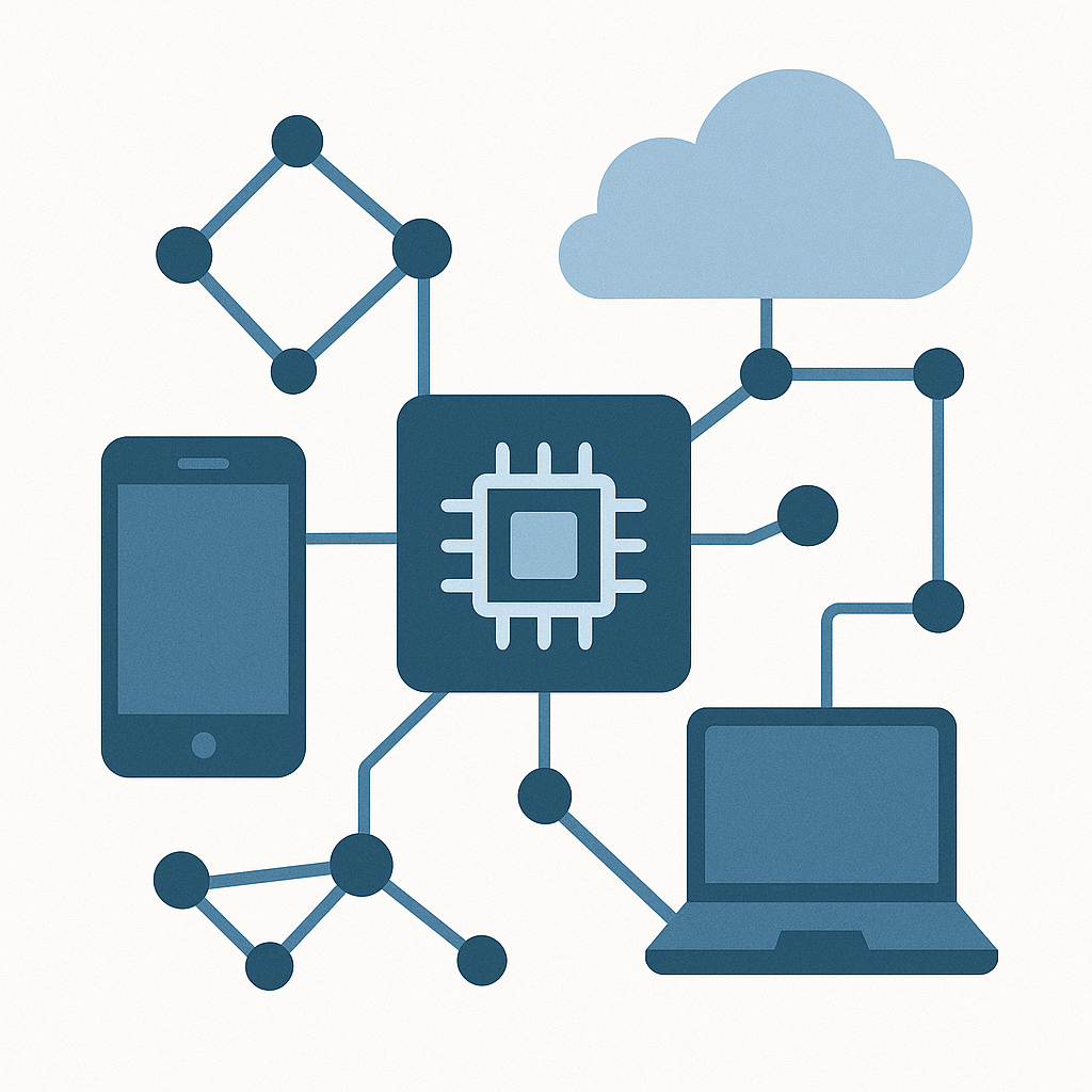 Edge computing concept illustration with distributed network processing
