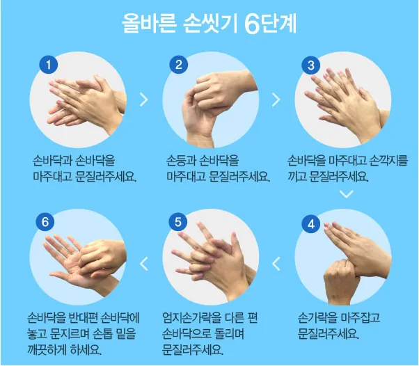 올바른 손씻기 6단계