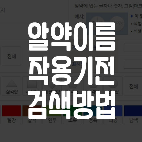 알약 이름 작용기전 검색 방법