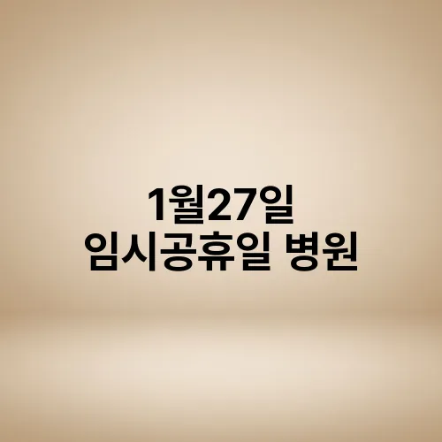 1월27일 임시공휴일 병원