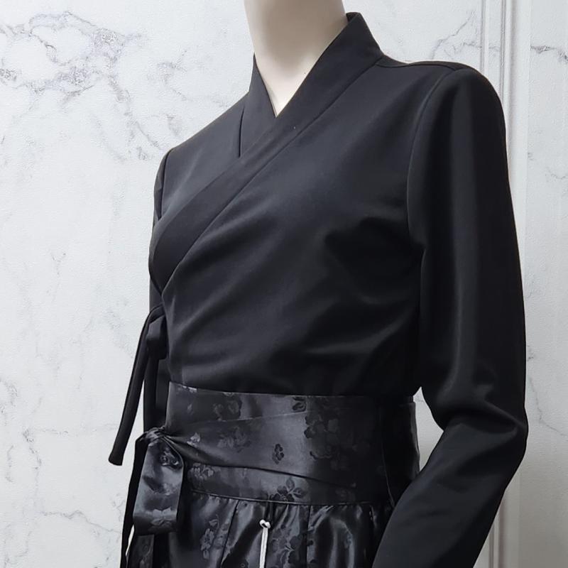 겨울생활한복 저고리 기모 검정 도톰보들 블라우스