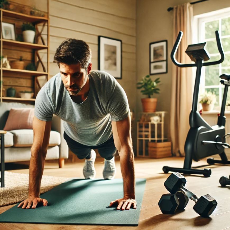 집에서 운동하는 모습