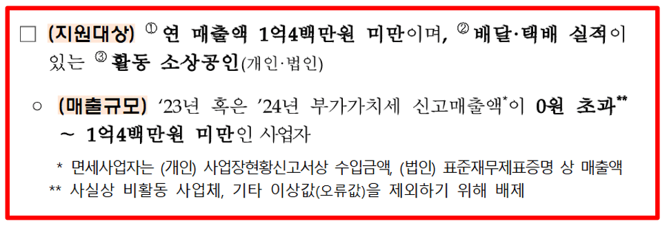 2025 소상공인 배달 택배비 30만원 지원금 신청대상 신청방법