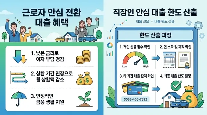 근로자 안심 전환 대출 혜택 및 직장인 안심 대출 한도 산출