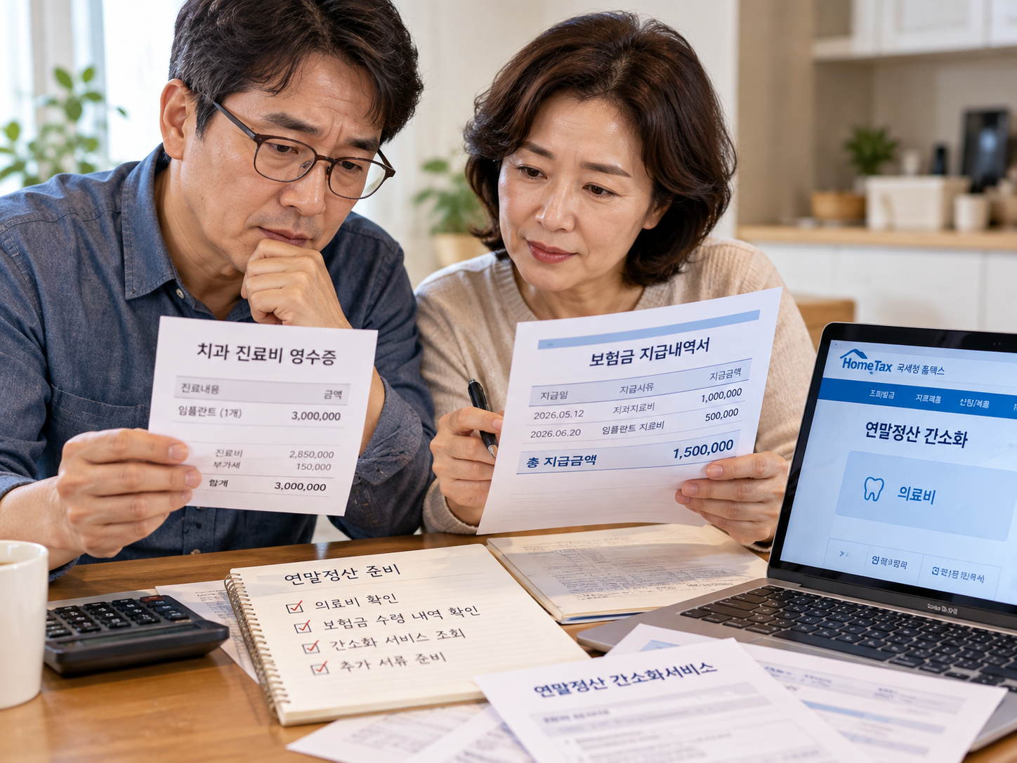 연말정산 간소화 의료비 내역을 확인하는 모습을 표현한 이미지