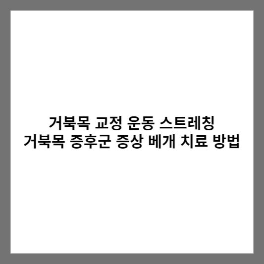 거북목 교정 운동 스트레칭 거북목 증후군 증상 베개 치료 방법