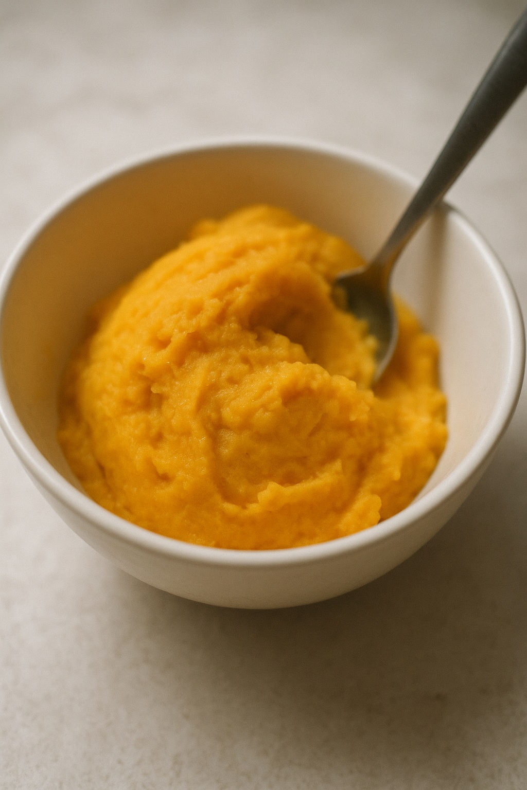 단호박을 으깨 만든 수제 아이스크림이 볼에 담겨 있다